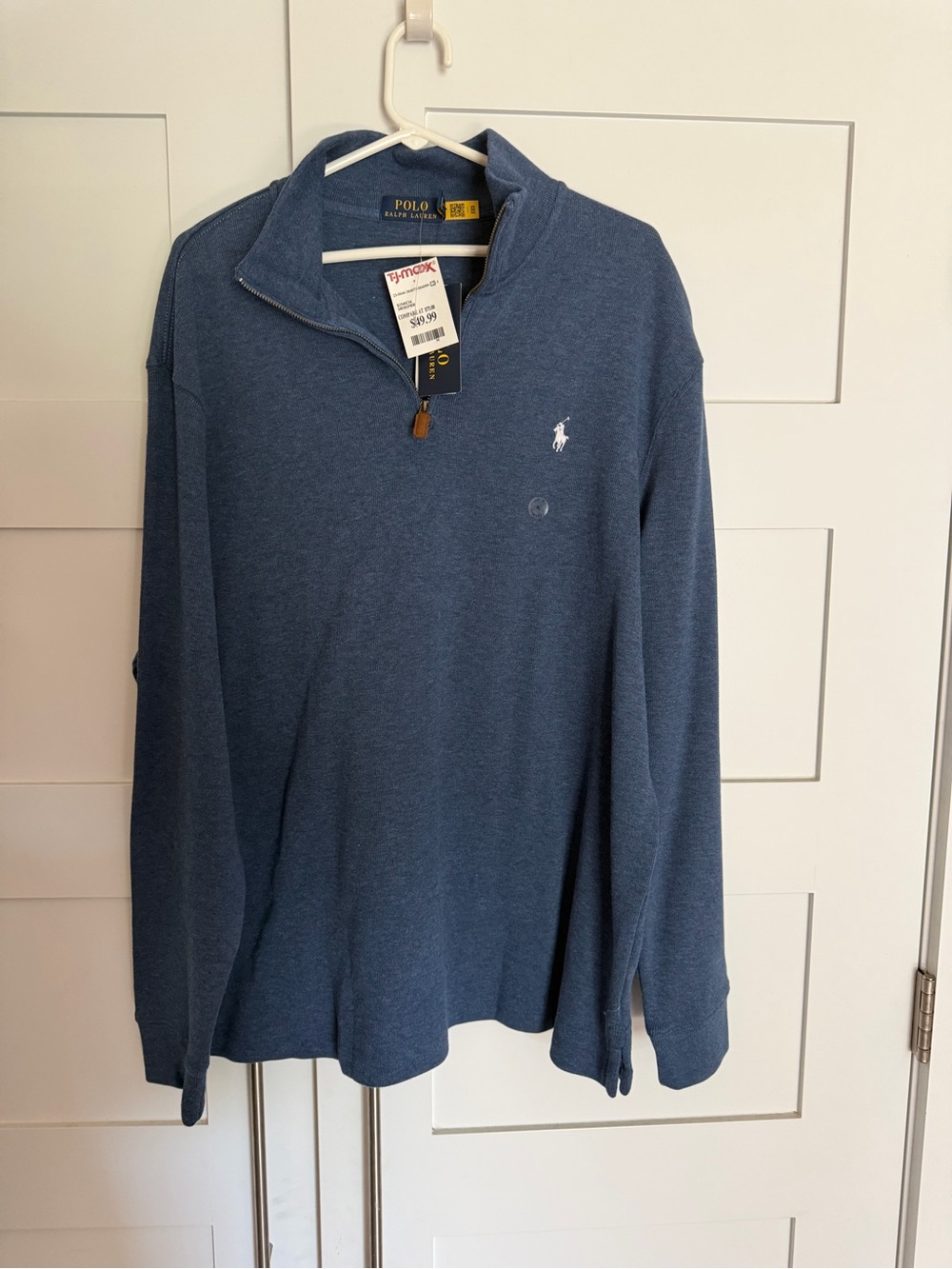 Ralph Lauren Men's Heathered Navy Quarter-Zip Pullover